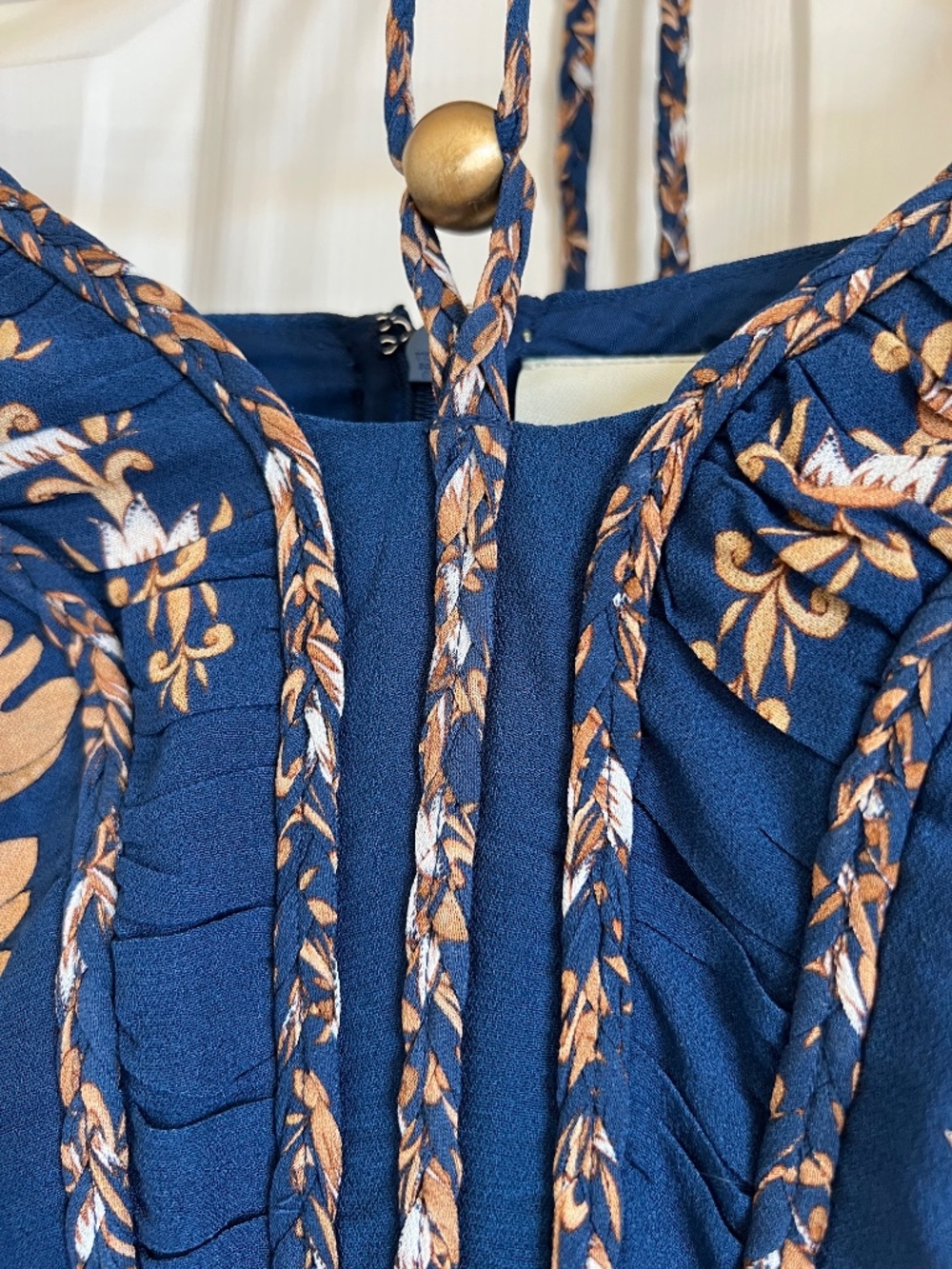 Farm Rio Navy Blue Sea Garden Braid Details Maxi Dress - NWT in Original Box - Picture 8 of 12